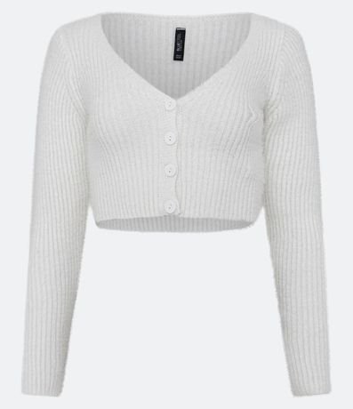 Cardigan Cropped de Punto Acanalado 5