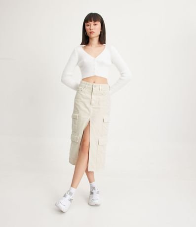 Cardigan Cropped de Punto Acanalado 2