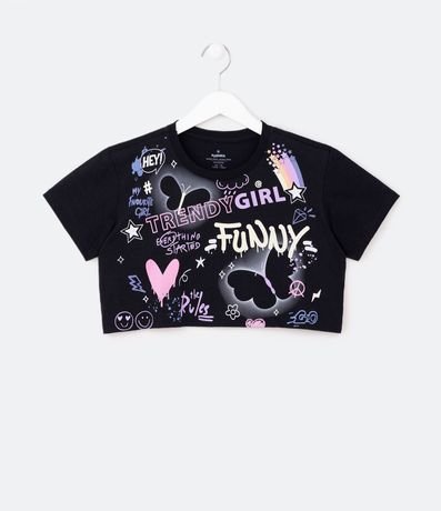 Blusa Cropped Infantil con Estampa Doodles - Talle 5 a 14 años 1