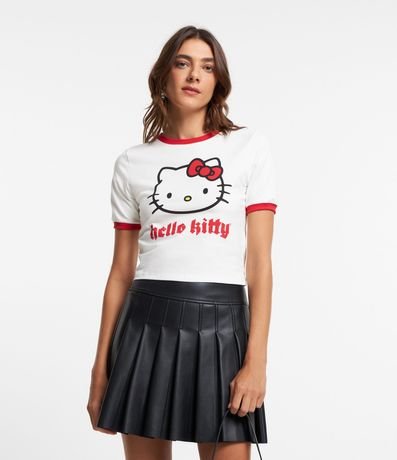 Blusa Cropped en Media Malla con Estampa Hello Kitty y Detalles Contrastantes 1