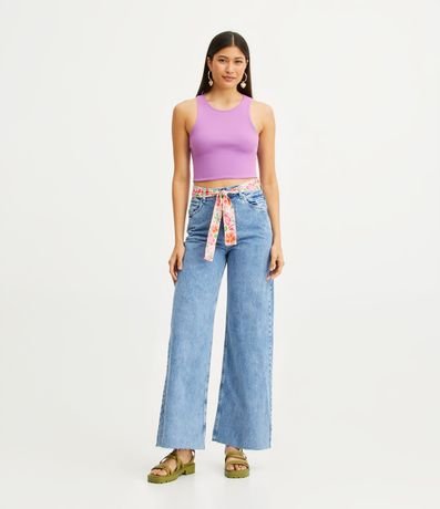Blusa Cropped sin Mangas en Algodón Acanalado 2