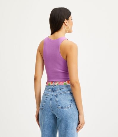 Blusa Cropped sin Mangas en Algodón Acanalado 3