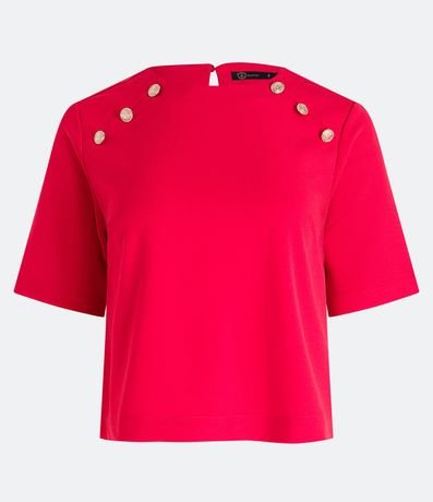Blusa Manga Corta en Crepé con Botones en los Hombros 6