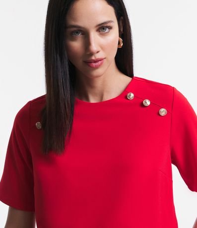 Blusa Manga Corta en Crepé con Botones en los Hombros 3