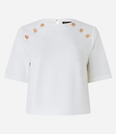 Blusa Manga Corta en Crepé con Botones en los Hombros 6