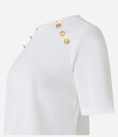 Blusa Manga Corta en Crepé con Botones en los Hombros 7