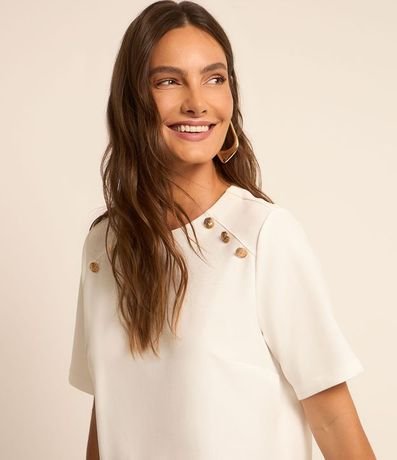 Blusa Manga Corta en Crepé con Botones en los Hombros 4