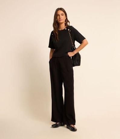 Blusa Manga Corta en Crepé con Botones en los Hombros 3