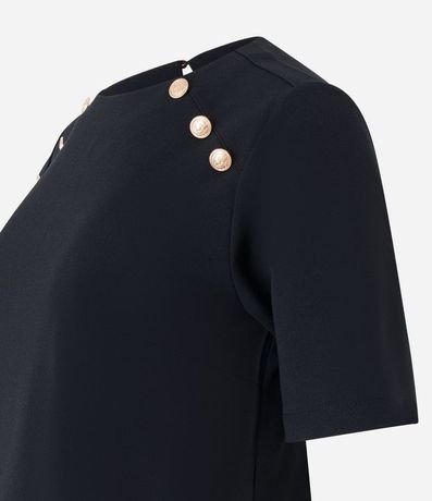 Blusa Manga Corta en Crepé con Botones en los Hombros 6