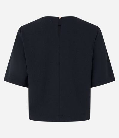 Blusa Manga Corta en Crepé con Botones en los Hombros 8