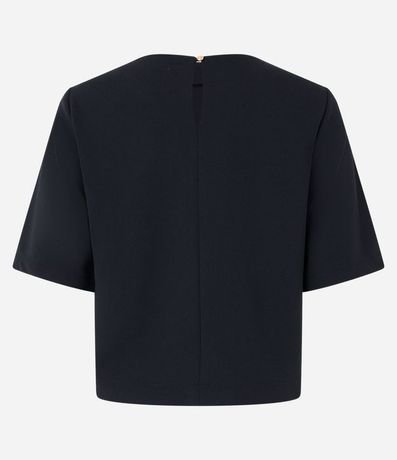 Blusa Manga Corta en Crepé con Botones en los Hombros 7