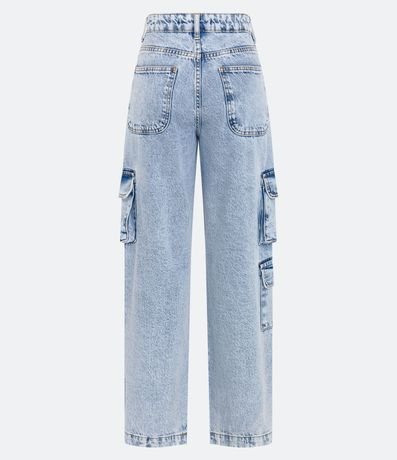 Pantalón Recto en Jeans con Bolsillos Cargo y Medio Aro en Metal 6