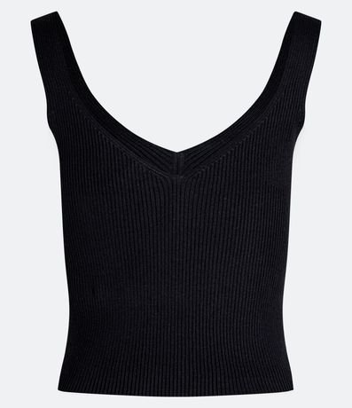 Blusa Corta de Tirantes en Punto Canalé con Escote en la  Espalda 6