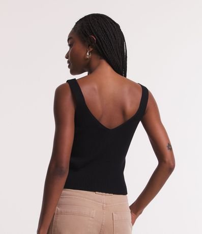 Blusa Corta de Tirantes en Punto Canalé con Escote en la  Espalda 3