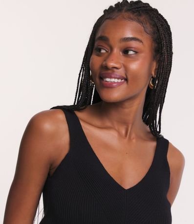 Blusa Corta de Tirantes en Punto Canalé con Escote en la  Espalda 4