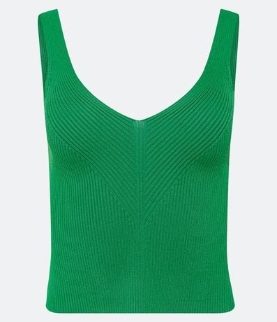 Blusa Corta de Tirantes en Punto Canalé con Escote en la  Espalda 4