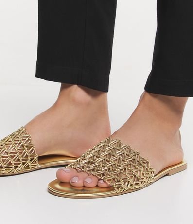 Sandalia Plana con Tira en Macramé Metalizado 6