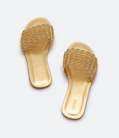 Sandalia Plana con Tira en Macramé Metalizado 3