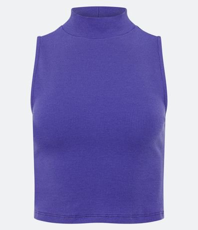Blusa Cropped Básica sin Manga en Algodón con Cuello Alto 5