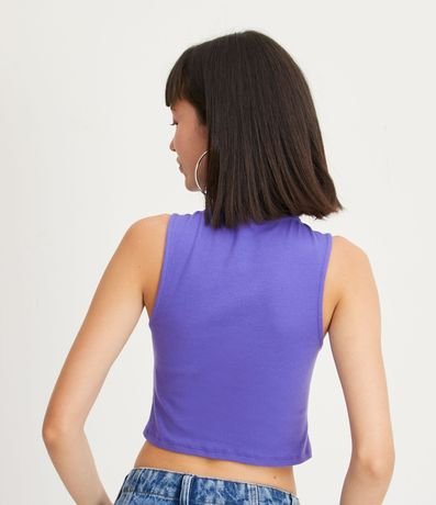 Blusa Cropped Básica sin Manga en Algodón con Cuello Alto 3