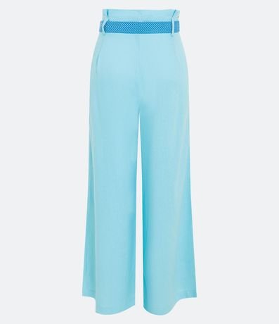 Pantalón Pantalona en Lino con Cinturón Bordado 6