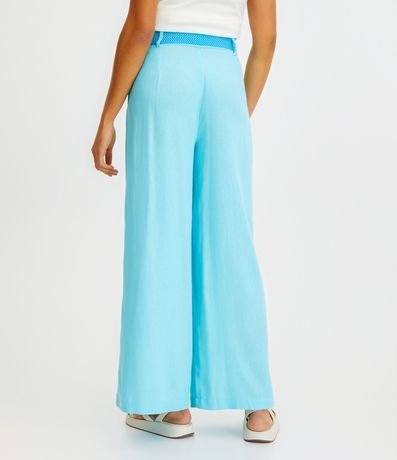 Pantalón Pantalona en Lino con Cinturón Bordado 3