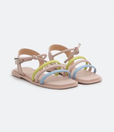 Sandalia Infantil Plana con 3 Tiras de Colores y Nudo 1