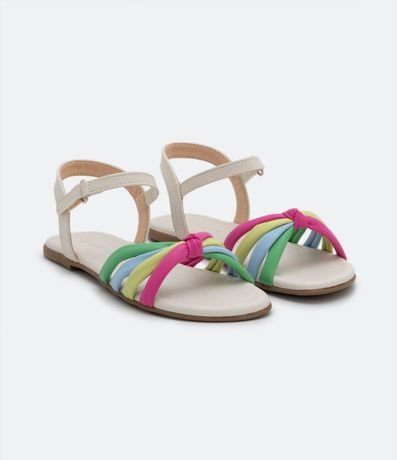 Sandalia Plana Infantil con Nudo y Tiras Puffer - Talle 28 al 37