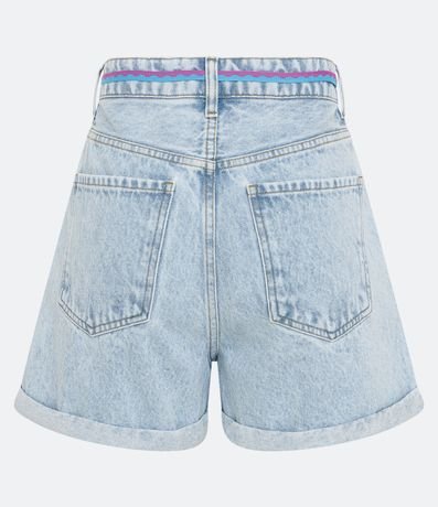 Short Mom Jeans Cintura Alta con Cordón y Bajo Plegado 2