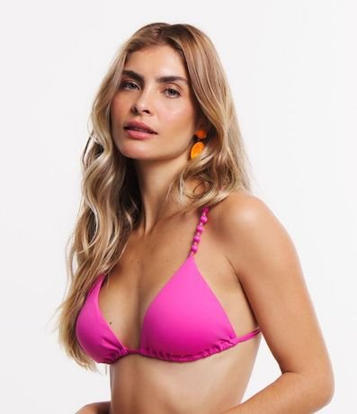 Bikini Top Triangular Fruncido en Poliamida con Detalle de Lunares 1
