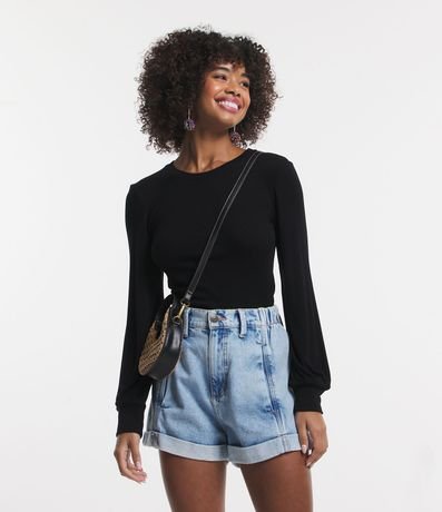 Blusa Corta en Rib con Manga 3/4 1