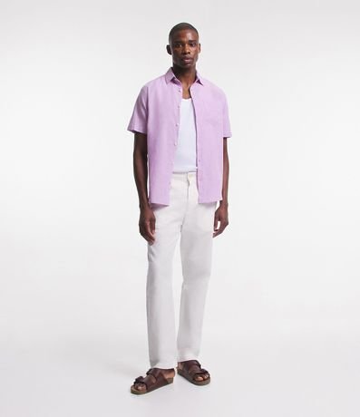 Camisa Comfort Básica en Lino con Bolsillo Delantero 2