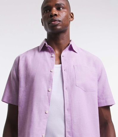 Camisa Comfort Básica en Lino con Bolsillo Delantero 3