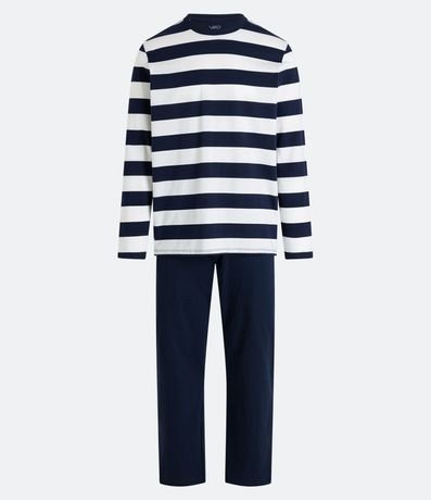 Pijama Largo en Algodón con Estampa Rayada 1