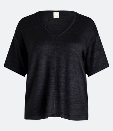 Blusa de Punto Manga Corta con Recorte Costurado 6