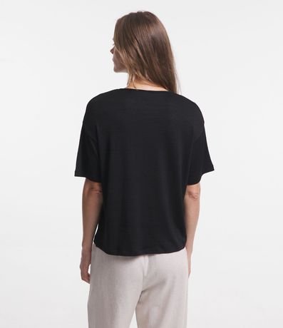 Blusa de Punto Manga Corta con Recorte Costurado 3
