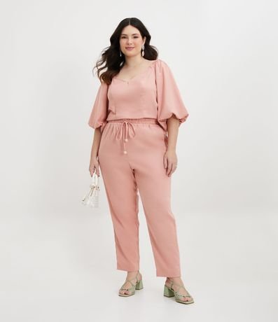 Pantalón Carrot en Lino con Cintura Elástica Curve & Plus Size