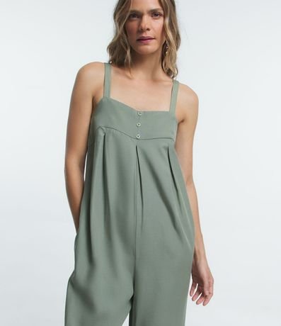 Mono Pantalona en Viscosa con Tirantes Elásticas y Pliegues Delanteros 1