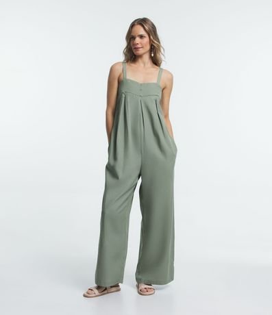 Mono Pantalona en Viscosa con Tirantes Elásticas y Pliegues Delanteros 2