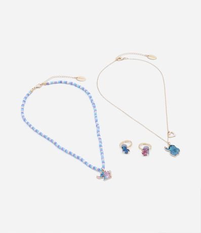 Kit 02 Collares y 02 Anillos Infantiles con Detalles del Stitch y Angel 2