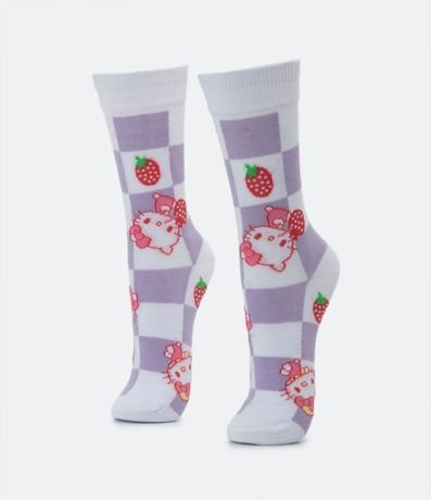 Media Caña Larga con Estampa Hello Kitty con Frutillas