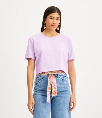 Blusa Cropped en Flamé con Manga Corta 1