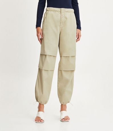 Pantalón Parachute en Sarga con Cintura Elástica 2