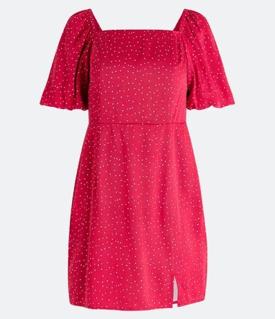 Vestido Corto en Viscosa de Lunares con Mangas Abullonadas 6