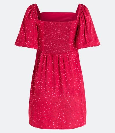 Vestido Corto en Viscosa de Lunares con Mangas Abullonadas 7