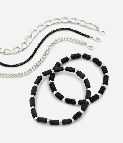 Kit 05 Pulseras con Cadenas Abalorios y Piedras 5