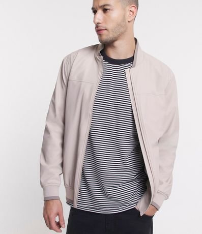 Campera Bomber en Material Gomoso y Cuello Alto 4