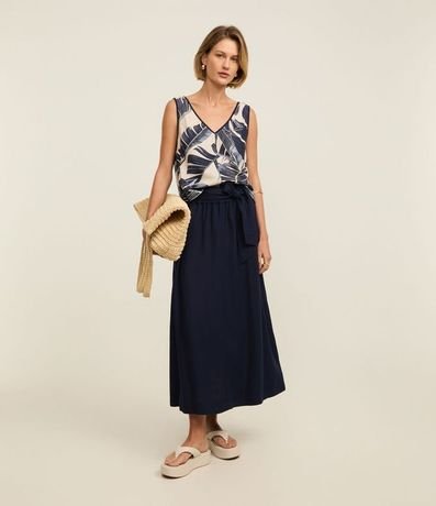 Pollera Midi Clochard en Viscolino con Cinturón