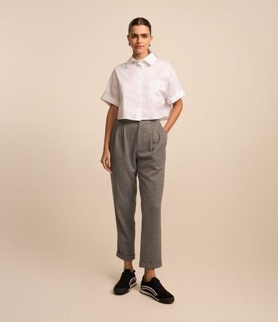 Pantalón Jogger Rayado de Tiza con Cintura Sastrería