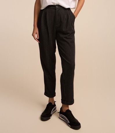 Pantalón Jogger Rayado de Tiza con Cintura Sastrería 3